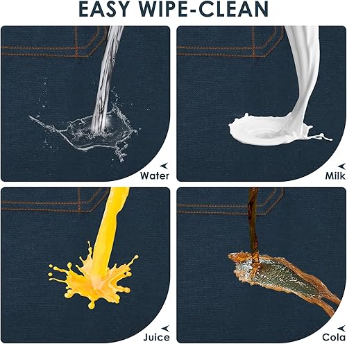 Miniatura 6 de Paquete de 2 delantales de cocina, delantal de chef para hombres y mujeres con correas cruzadas en la espalda y bolsillos grandes, delantales de