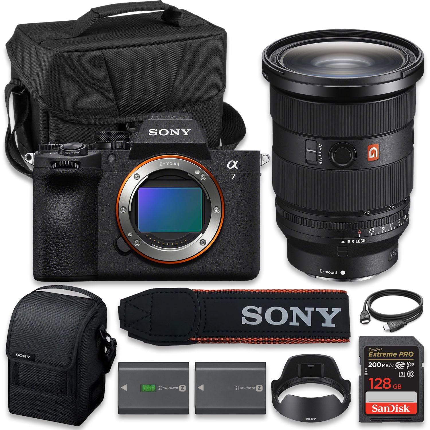 Sony Alpha 7 V Full-Frame Hybrid Mirrorless Camera with Sony FE 24-70mm f/2.8 GM II Lens