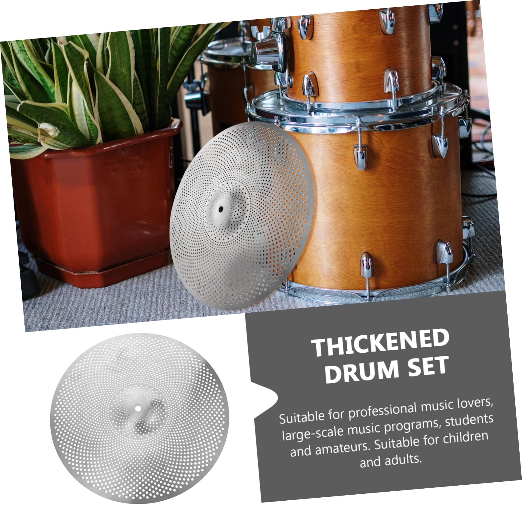 Toyvian Piatti Riduzione del Rumore in Lega Argento Accessorio Speciale per Drum Kit per Batteria da 14 Pollici per Esercitazioni Silenziose e Sostituzioni