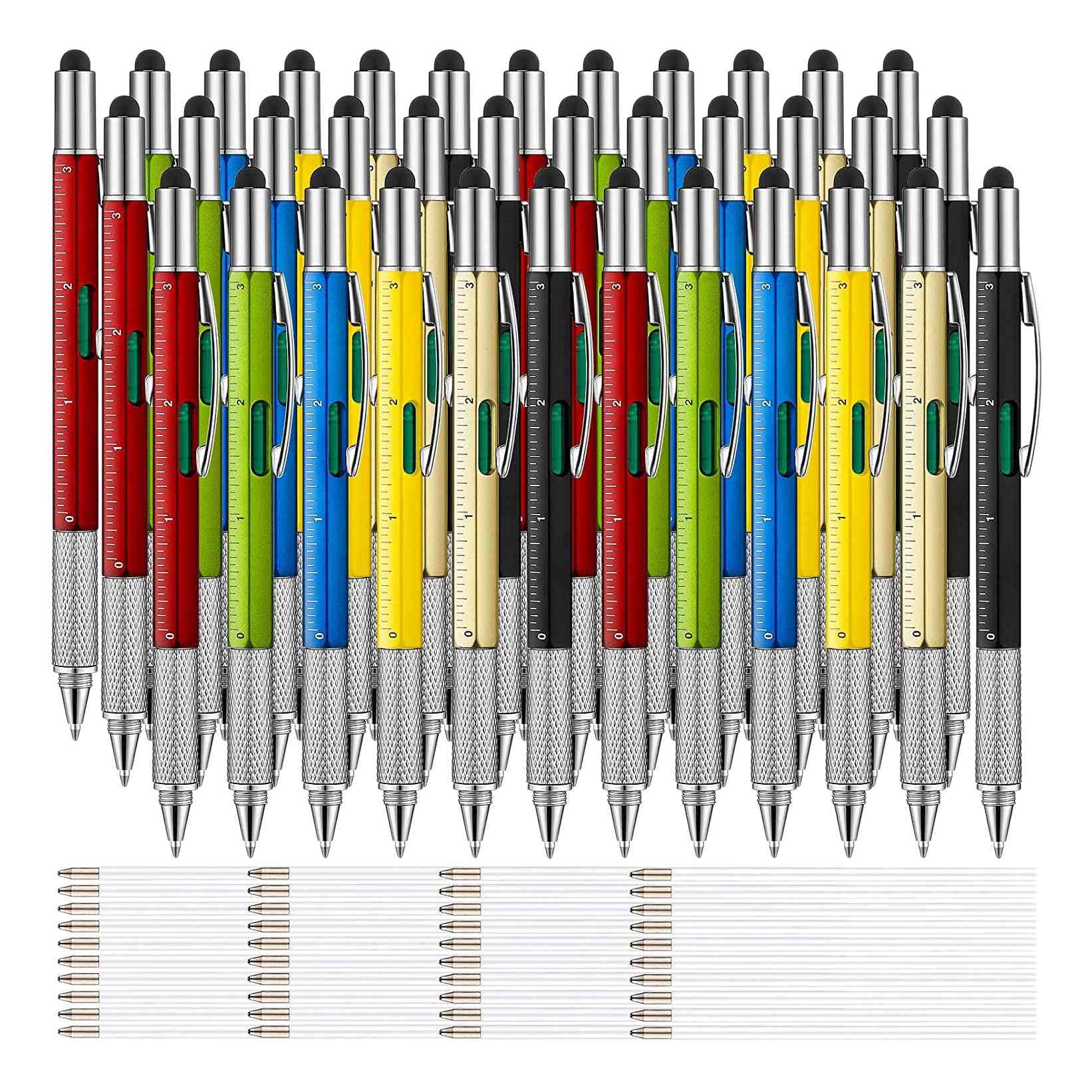 Tyuooker 36 Pieces 6-in-1 Multitool Ballpoint Pens Gift Tool Pen Personalized Pen Pen Gift for Men on Fathers Day