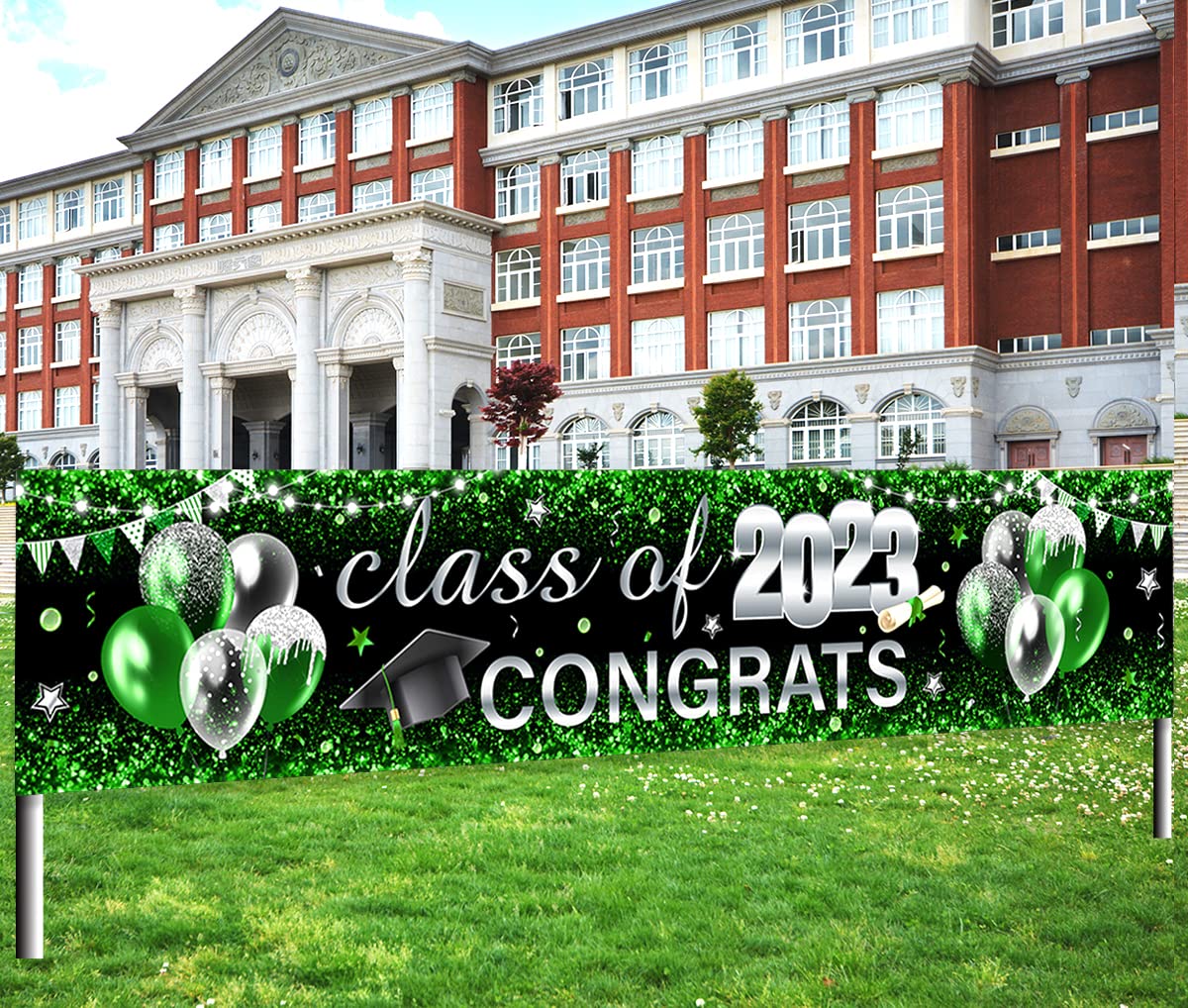 Photo 1 of 2023 Graduation Decorations-Class of 2023 Large Yard Sign Congrats Grad Banner Green Decoration for Graduation Party Supplies (Green)