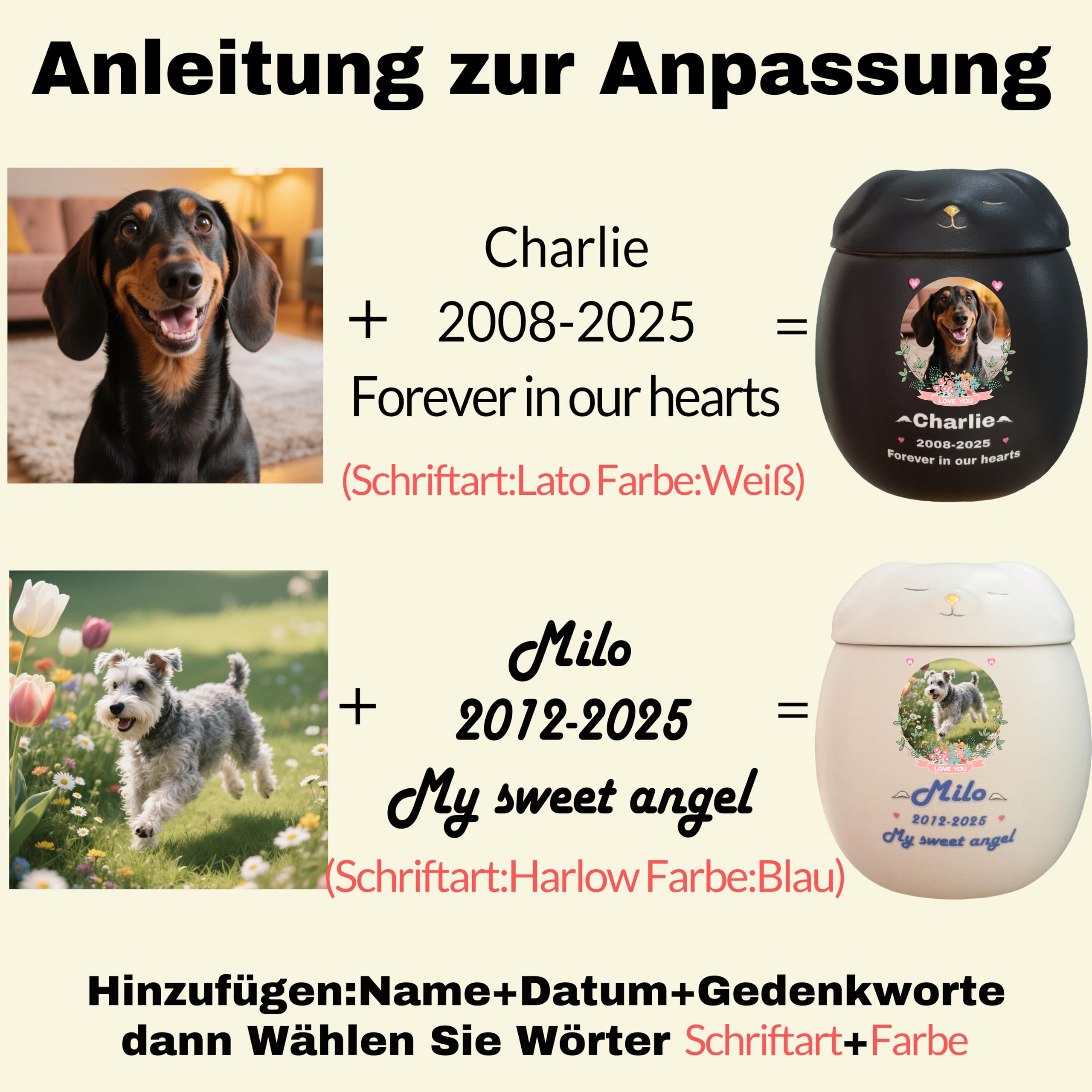 Generisch Personalisierte Hundeurne, Haustierurne für Hundeasche, Große Pfote, Geeignete Asche ≤50KG
