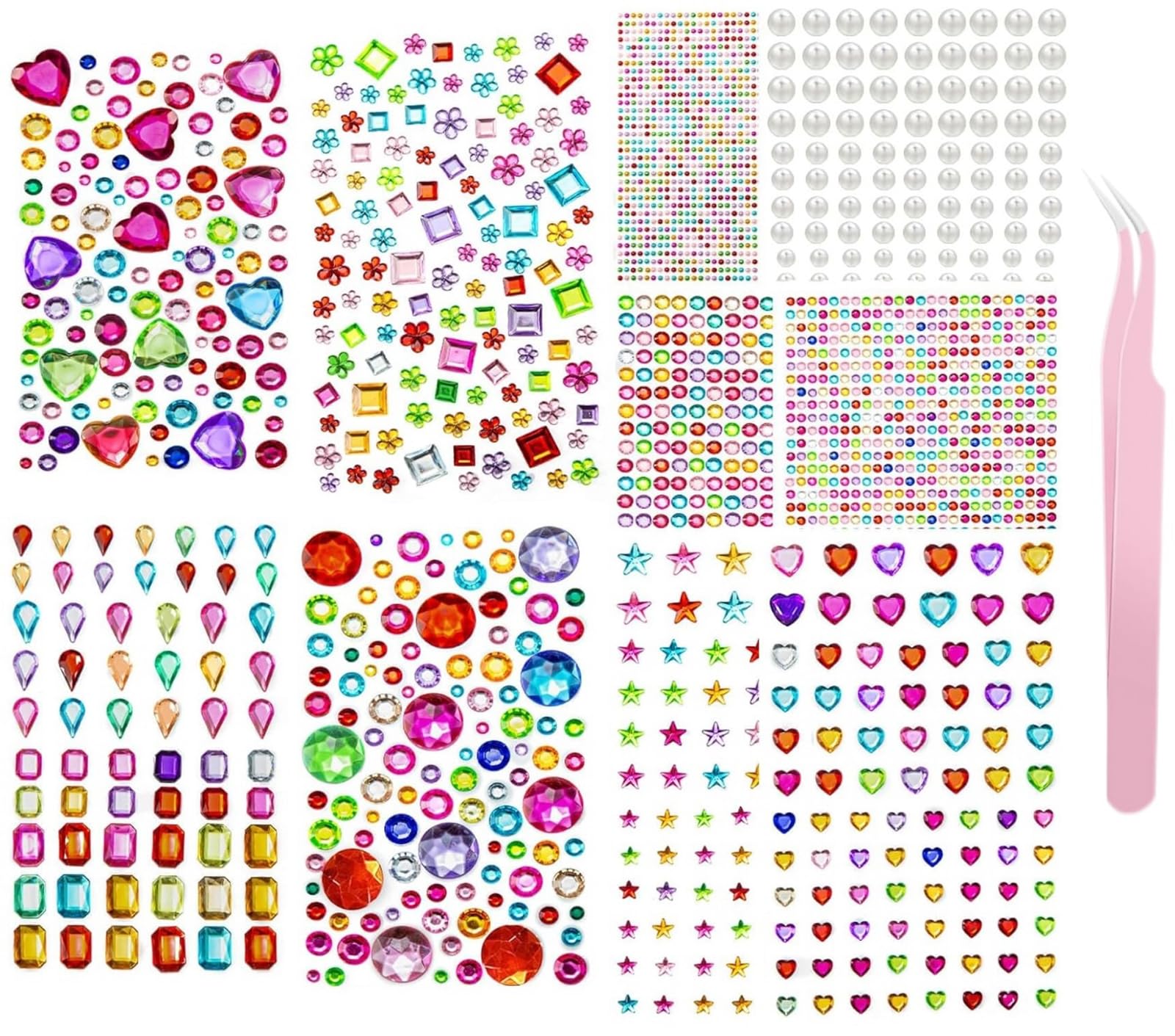 2790pcs Gem Stickers, Stick on Gems Jewel Stickers Sticky Gems for Crafts Gluing