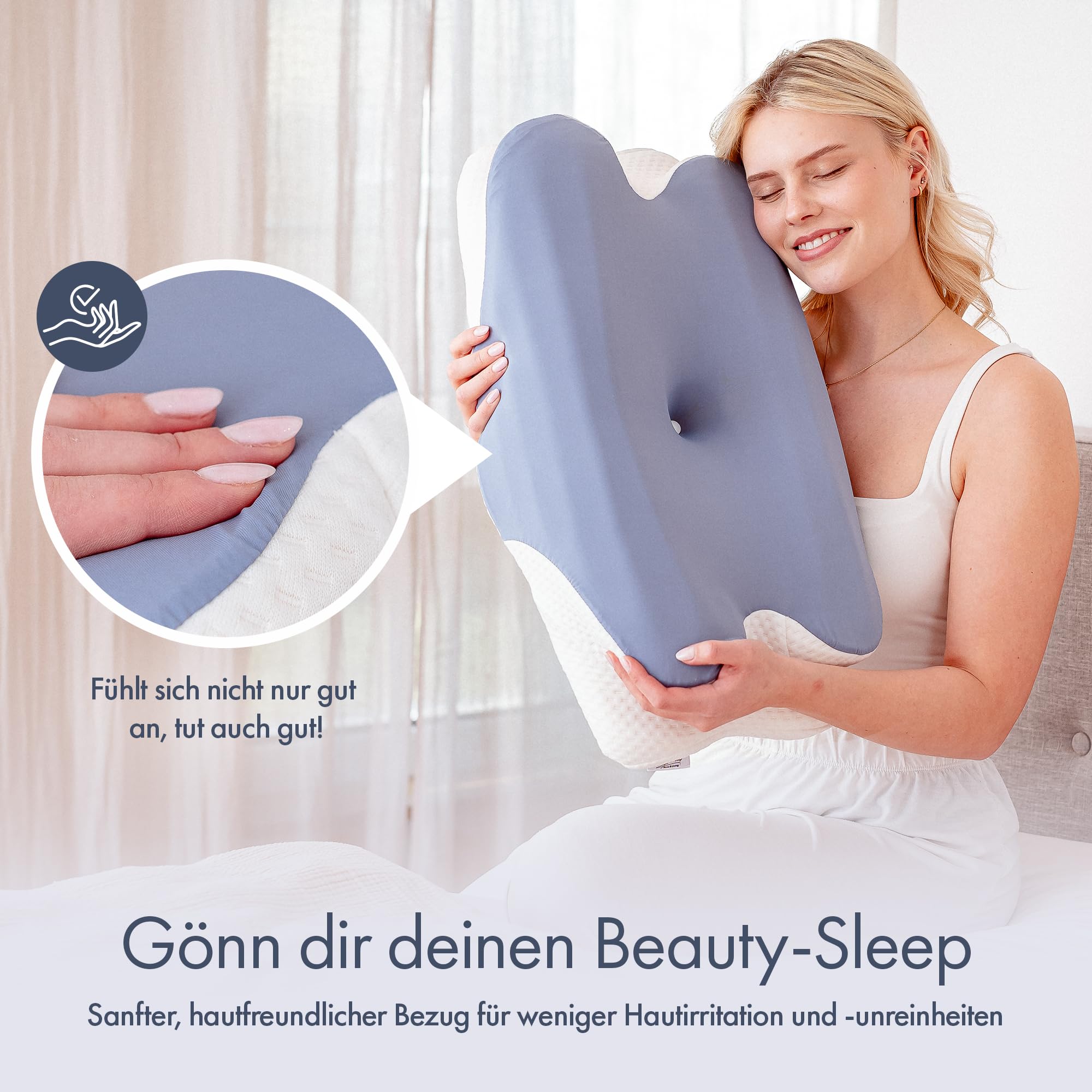 Knoop Home & Living / Almohada ergonómica para un sueño reparador/dos fundas para verano e invierno/marca alemana/espuma viscoelástica/almohada para dormir de lado, para dormir de lado, boca abajo y
