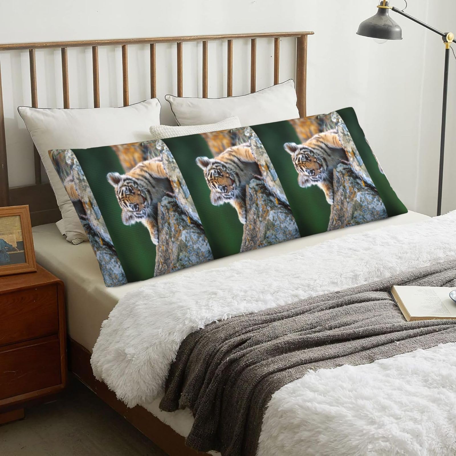 Cute Tiger, Body Pillow Cover with Zipper,Long Body Pillowcase 20 x 60 in