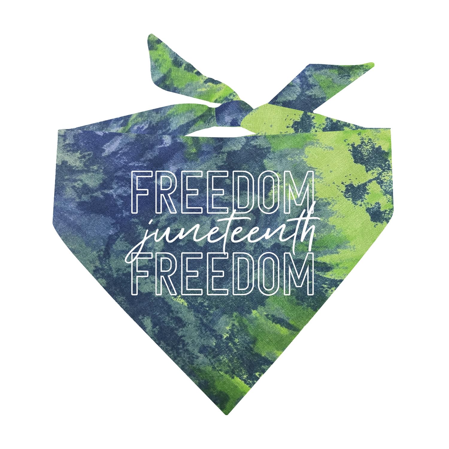Freedom Juneteenth Freedom Dog Bandana (Green/Blue Scrunch, OS 1068)