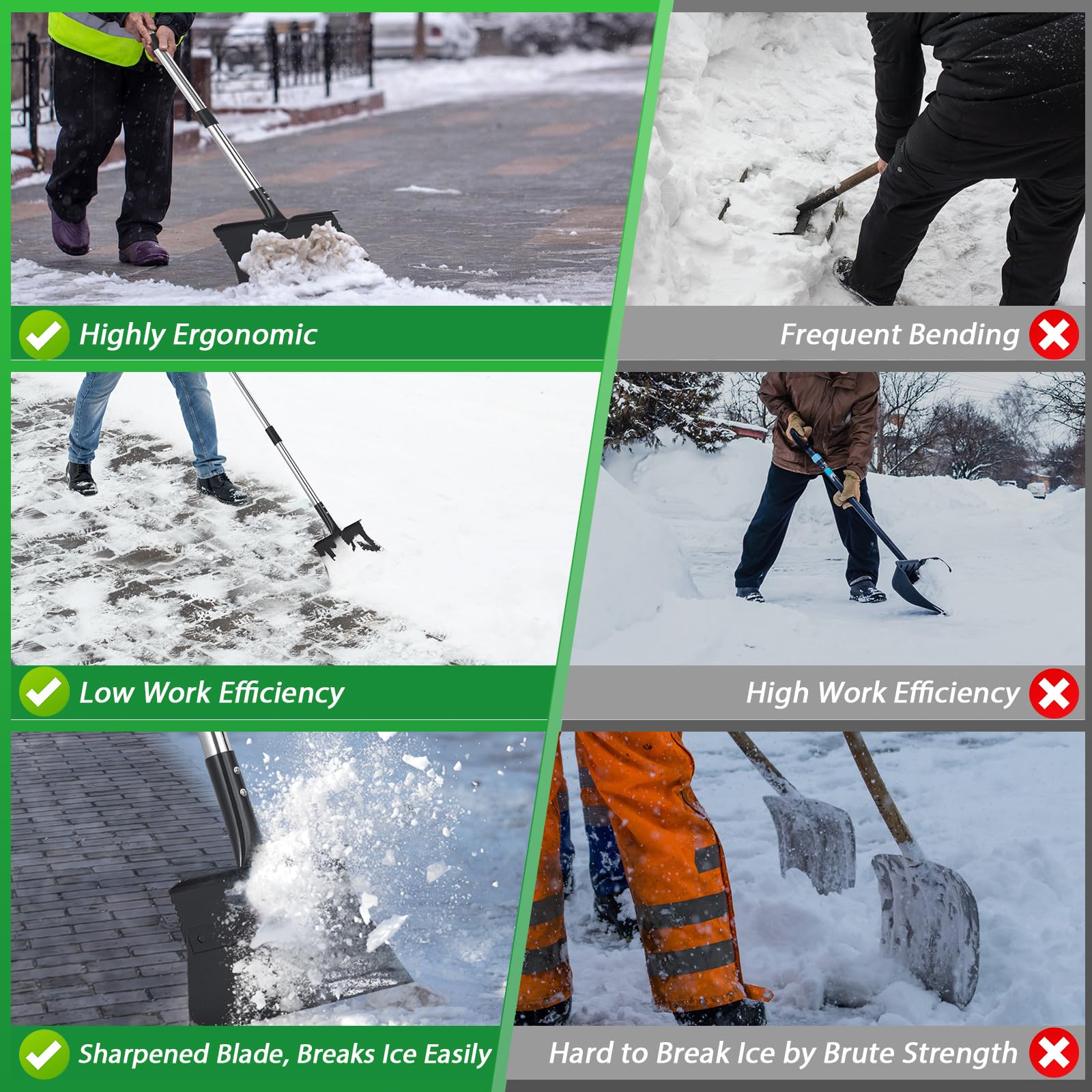 Pala de Jardín Multifunciona con Mango, 27 cm Pala de Limpieza de Jardín, Cortar Bordes de Césped, Herramienta de Jardinería para Quitar Malas Hierbas, Nieve