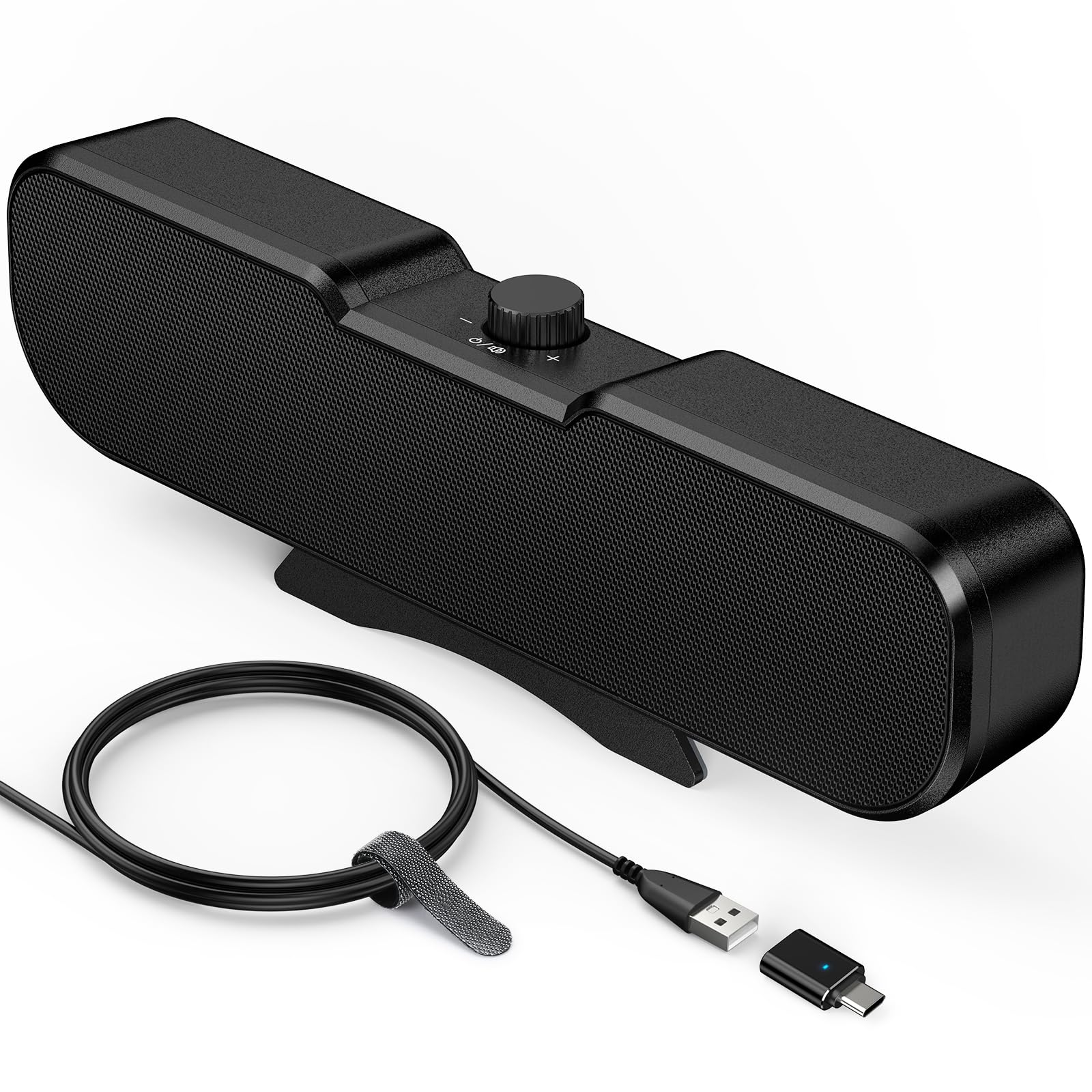 Cirqon Computer Speakers for Desktop PC Monitor Easy Volume Knob Sturdy Clamp Basic Sound Laptop Speakers with Compact