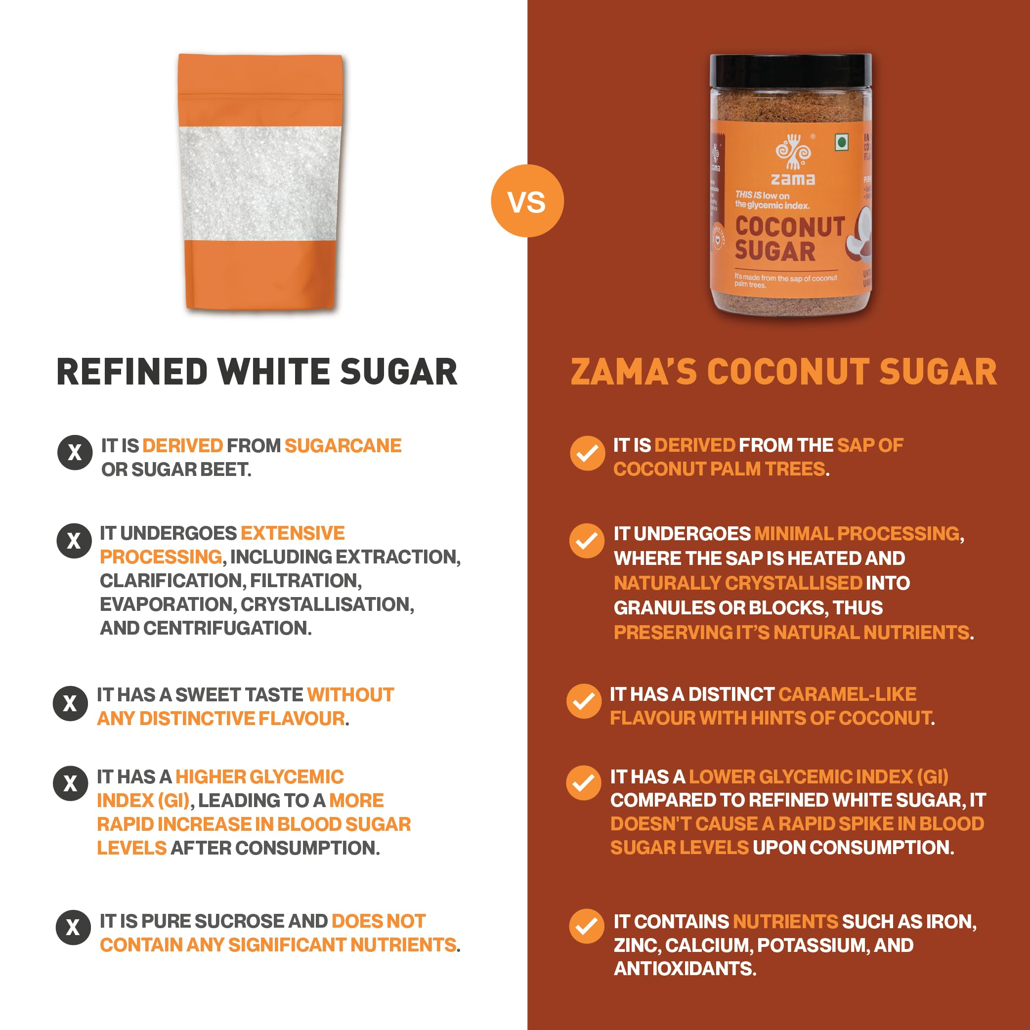 Zama Coconut Sugar 300g | Coconut Palm Sugar | Subtle Caramel Flavour | Sugar Substitute | Unprocessed and unrefined | Plant Based | Coconut Jaggery - Image 4 thumbnail