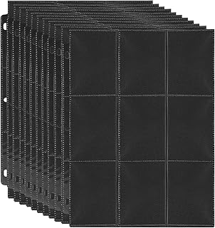 Trading Card Binder Sleeves Pages Black 30 Sheet Card Protectors Fit 3 Ring Binder Card Sheets for Standard Size Cards Sport Cards Id Game Cards (540 Pocket)
