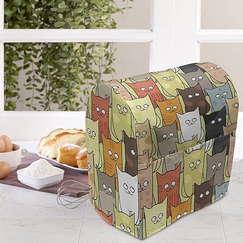 Miniatura 3 de Ambesonne Funda para batidora con soporte para gatos, diseño divertido y colorido de gatitos con dibujos animados, para sala de juegos para niños y