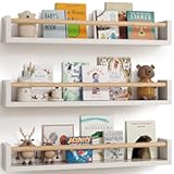 Nursery Book Shelves&comma; Set of 3&comma; Wall Bookshelf&comma; Book Shelf for Kids Rooms&comma; Wall Book Shelves for Bedroom Kids&comma; Floating Shelf&comma; Nursery Decor &lpar;White&comma; 23 Inches&rpar;