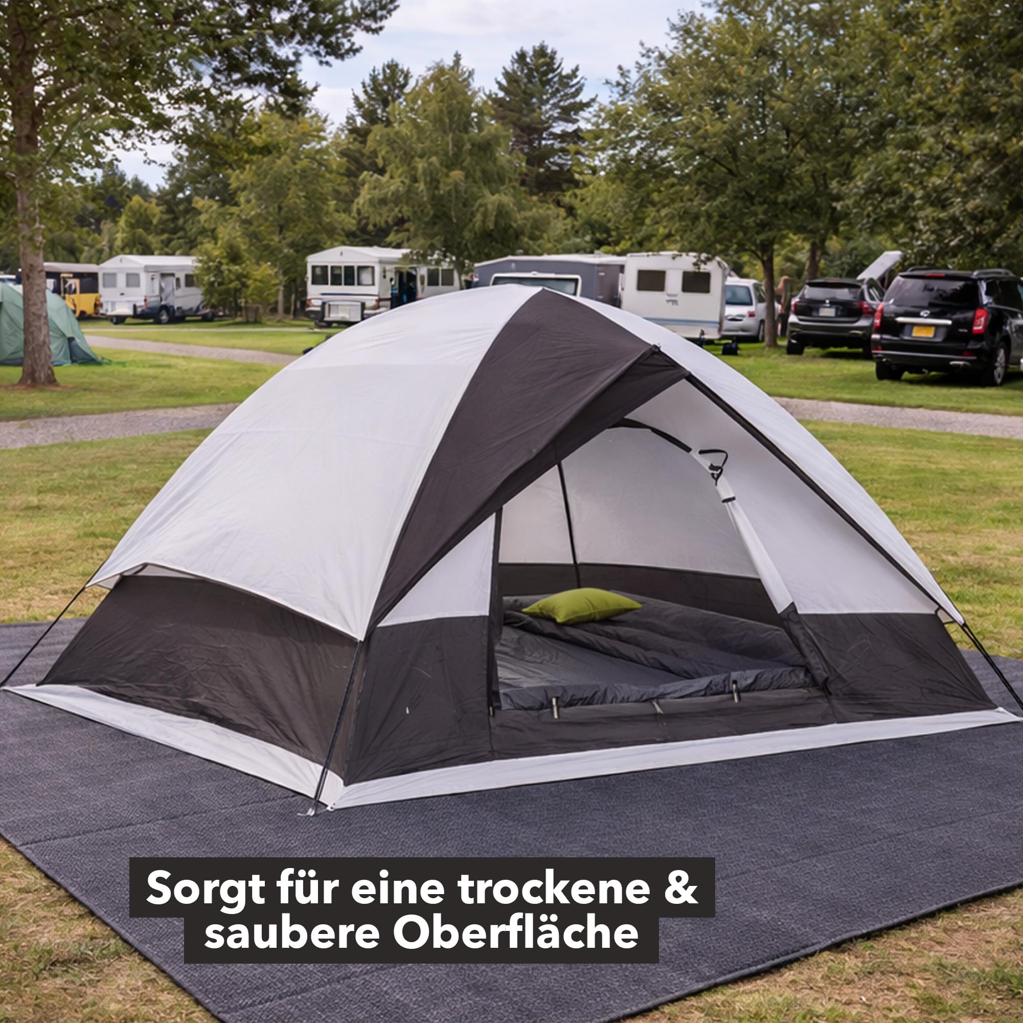 Tool & Tree Alfombra de suelo para camping 250x300 cm resistente a la intemperie gris con 4 ojales metálicos