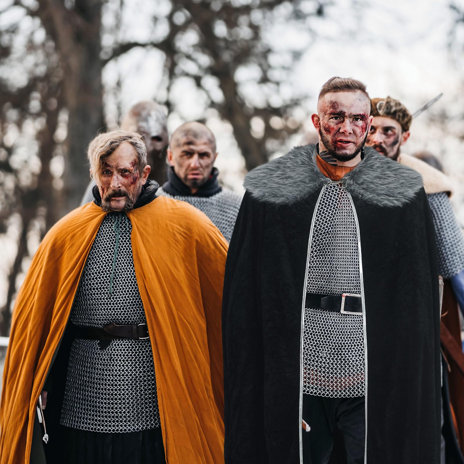 Xtinmee Viking Fur Cloak for Men Black Faux Fur Collar Viking Cape for Adults Renaissance Viking Cloak Winter Lord Robe for Halloween Christmas Cloak Party Cosplay Costumes