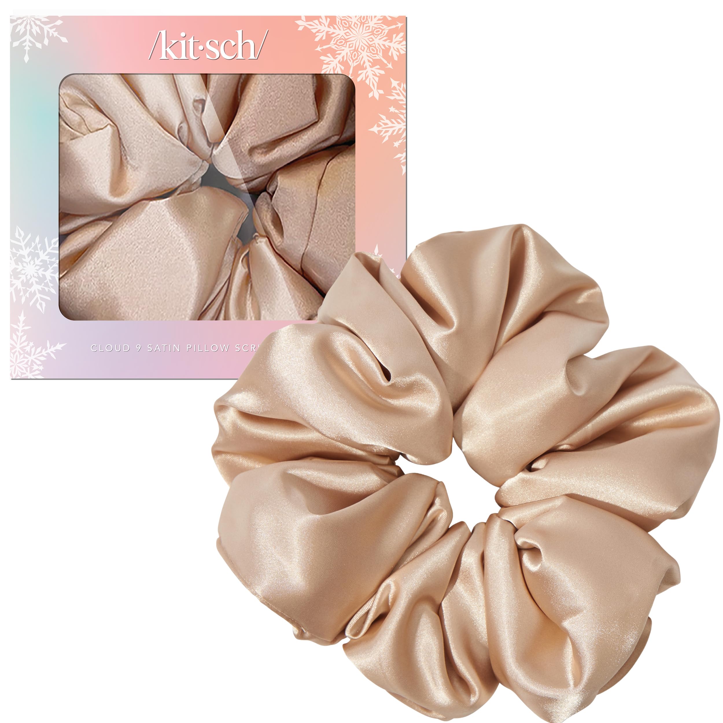 Kitsch Satin Scrunchies For Women - Softer Than Silk Scrunchies, No Crease Hair Ties, Soft Hair Accessories - Perfect For Day And Night Hairstyles - 1pc, Champagne