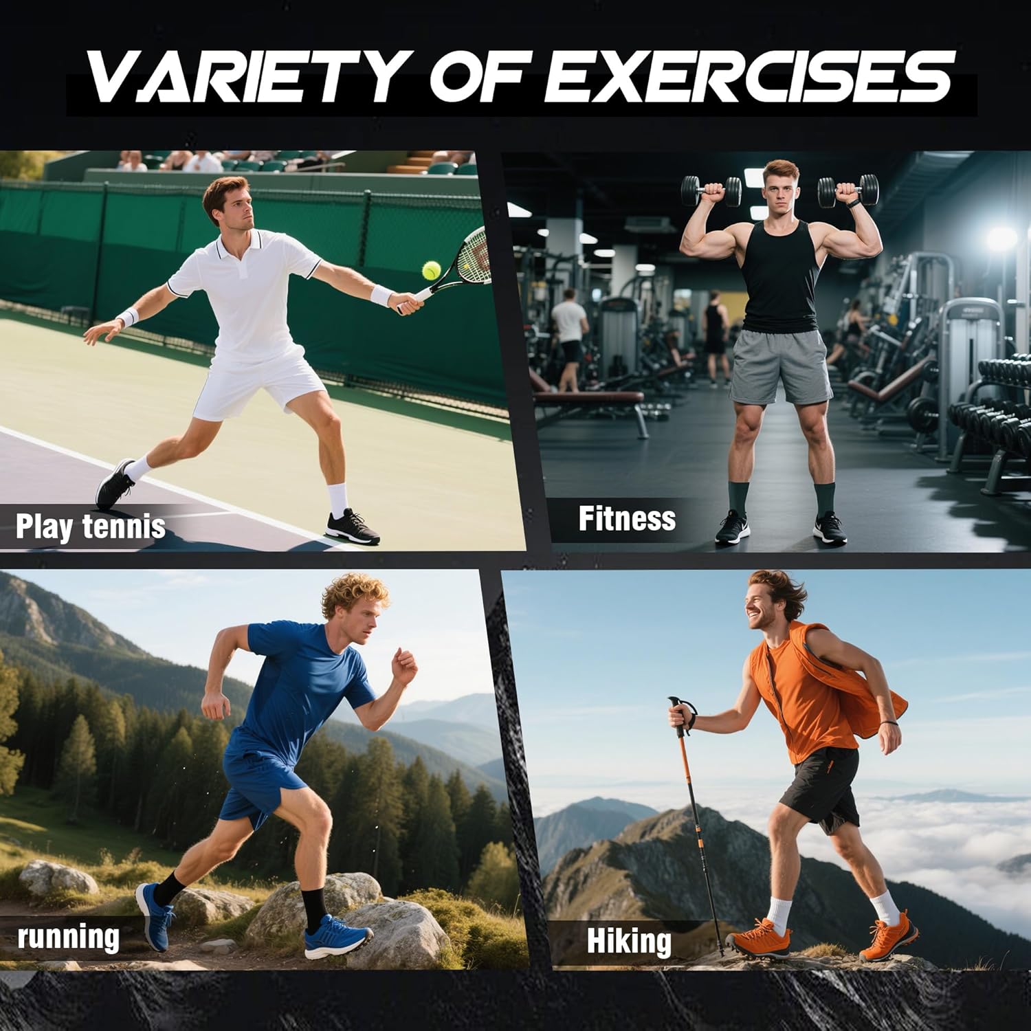 Gonii Men's Athletic Crew Socks,5 Pairs Cushioned Boot Moisture Athletic Socks for Hiking Sports Running Workout - Image 6