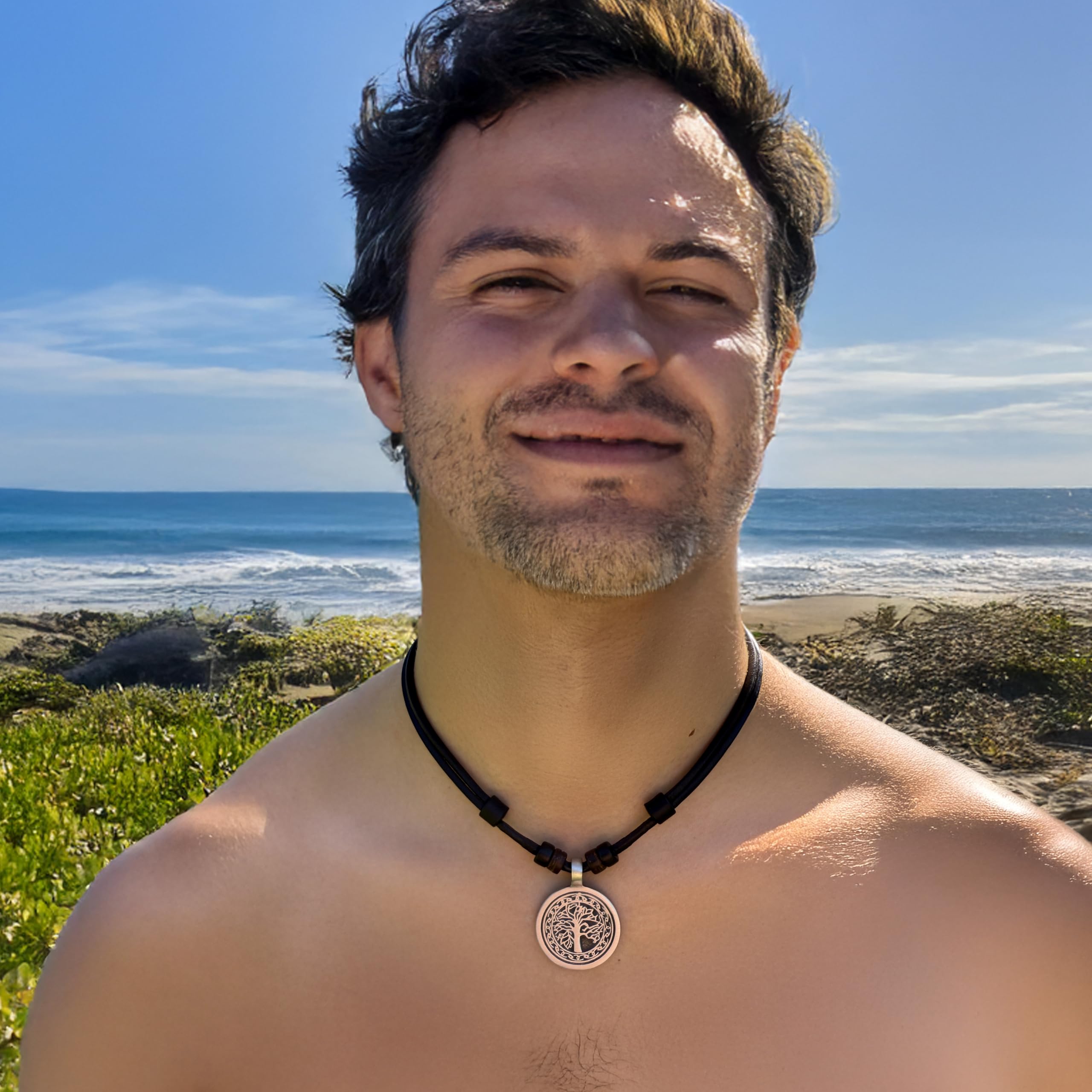 HANA LIMA Lederkette Halskette Tree of Life Herren Damen Surferkette Surferhalskette