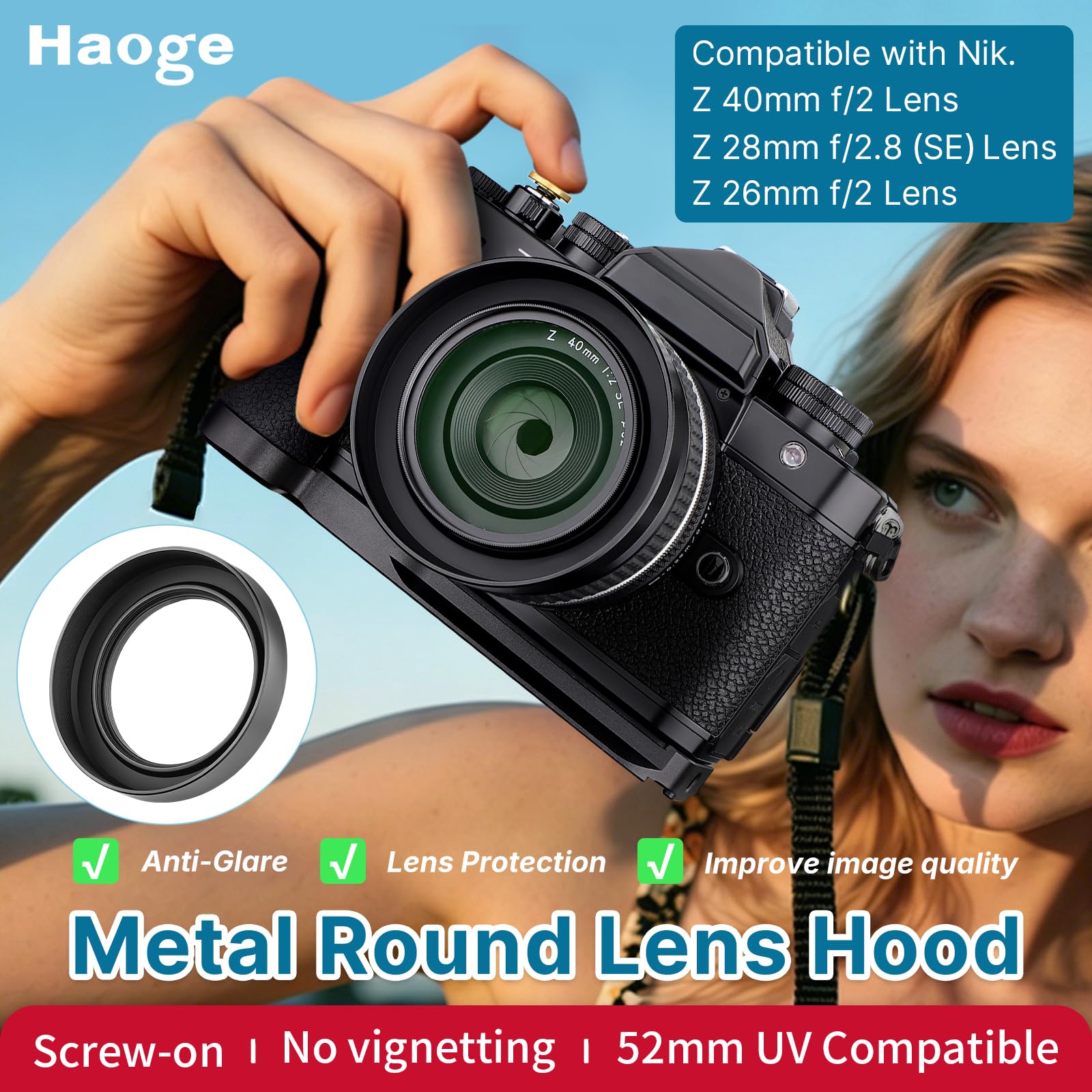 Amazon | Haoge メタルレンズフード、Nikon NIKKOR Z 40mm f/2、Z 28mm