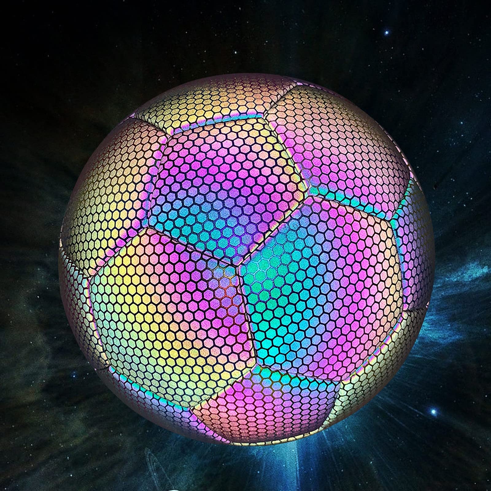 Balón de fútbol Luminoso con Bomba/Aguja de acero/Bolsa de Red, Pelota de fútbol de Entrenamiento Reflectante por noche para tamaño 4/5,Bola Fluorescente por la noche
