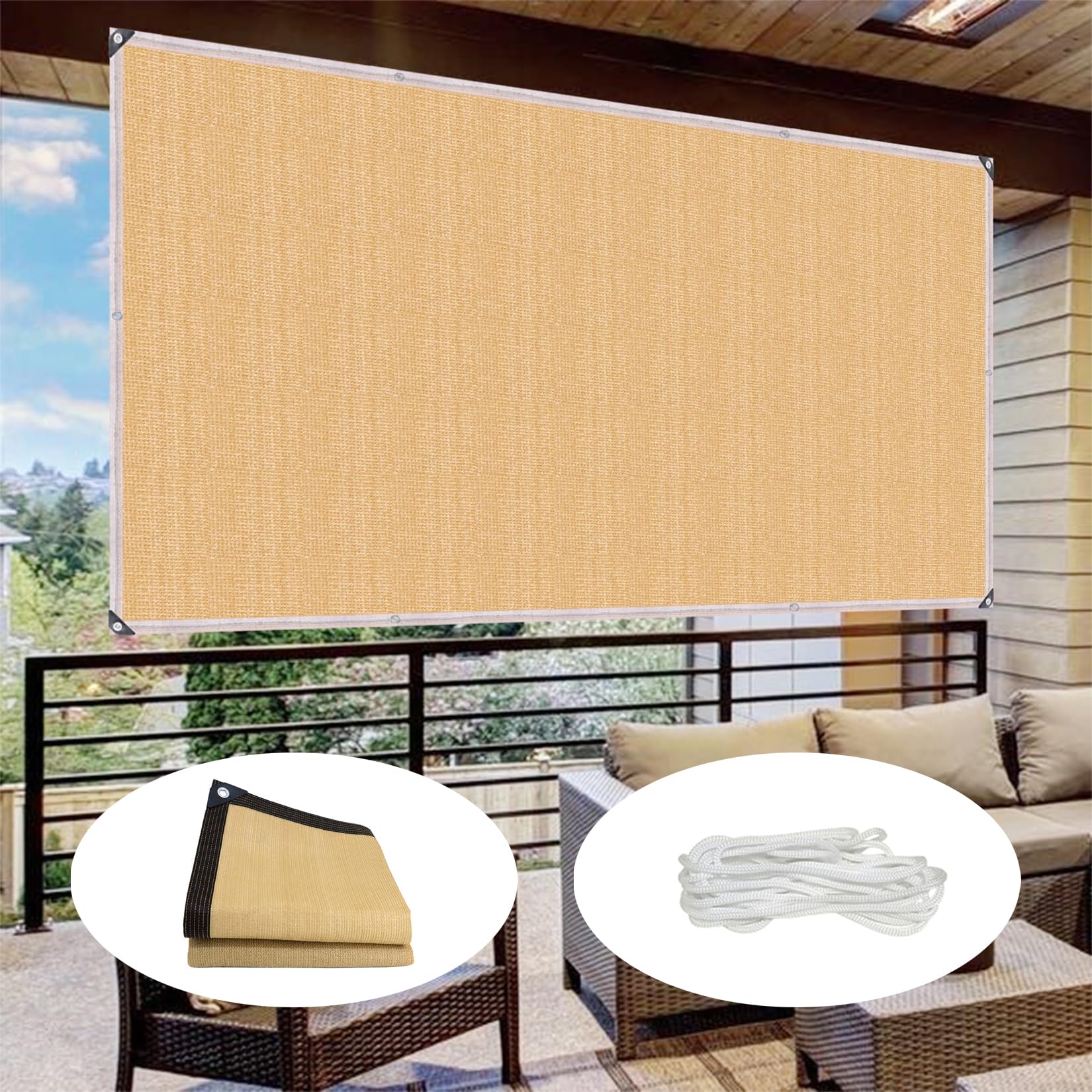 GLDYTVF Large 7m x 9m Sun Shade Sail with Reinforced Grommets 90% Shading Rate for Garden Greenhouse Patio Sun Shade for Plants Pergola Chicken Coop Off White Color