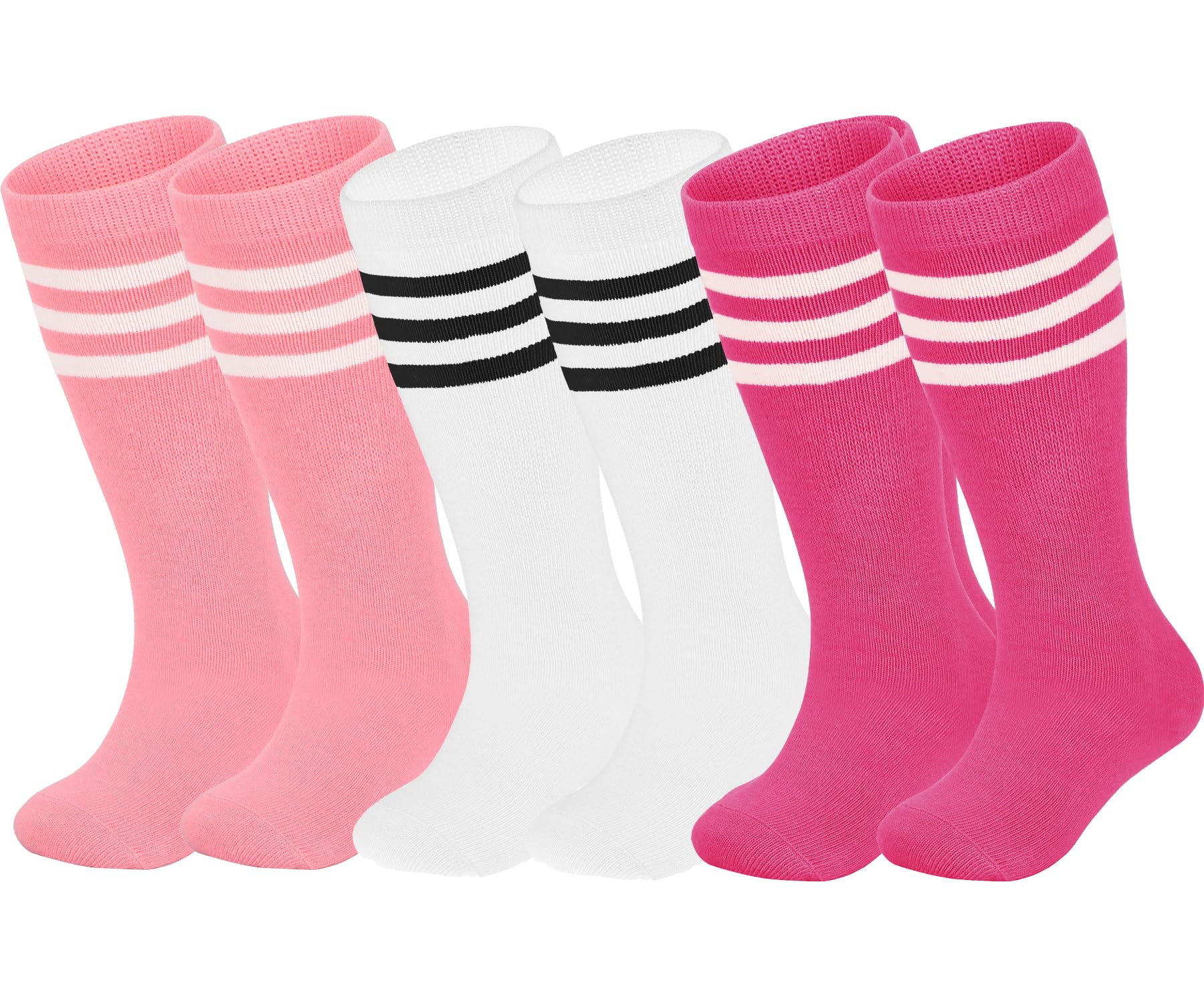 ENBAOHUI 3 Pairs Toddler Soccer Socks - Kids Boys Girls Knee Socks