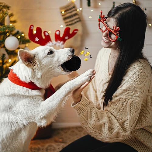 Miniatura 2 de Shappy 10 juguetes de peluche chirriantes de carbón de Navidad para perros y 2 bolsas de regalo con cordón, bolas chirriantes de peluche negro suave