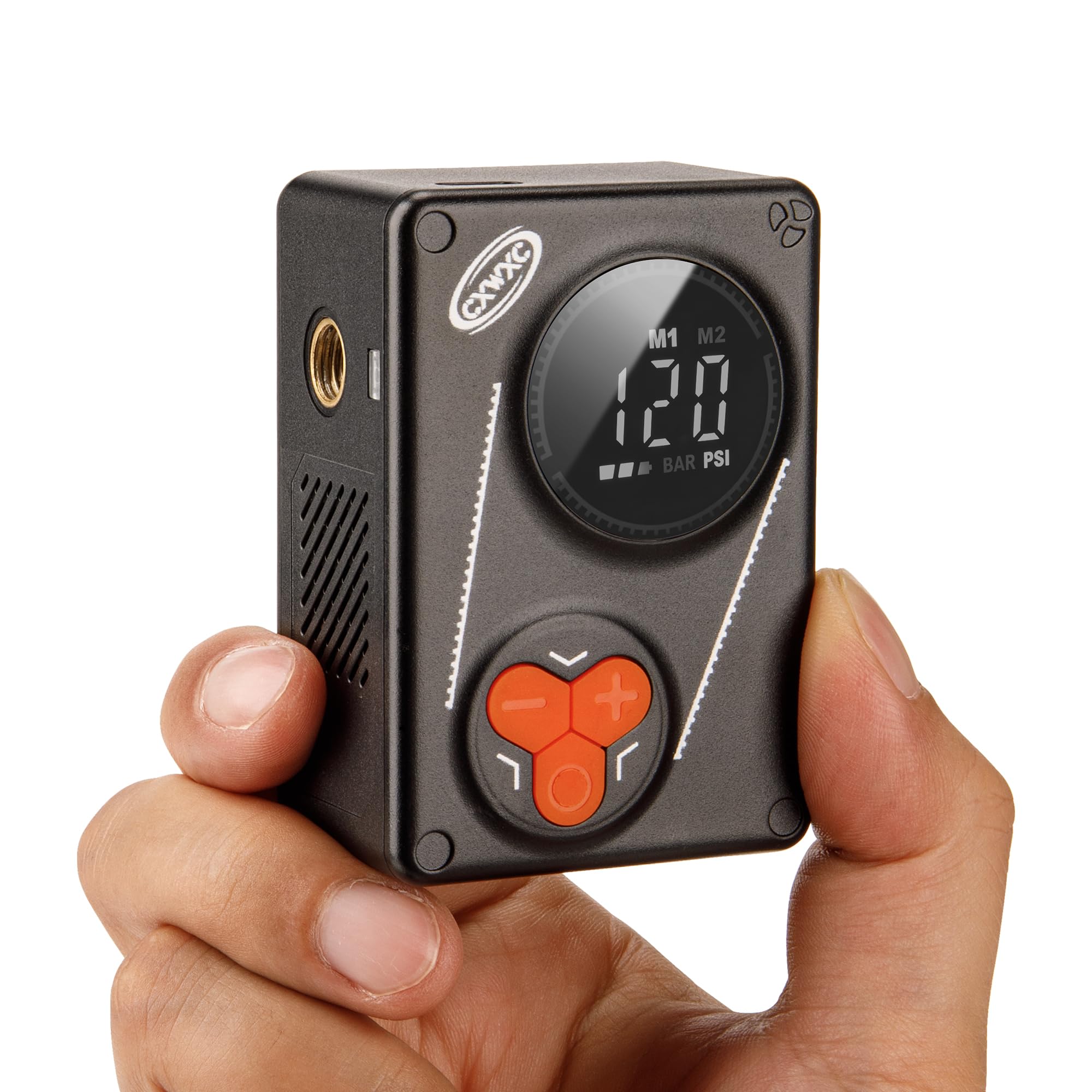 CXWXC Pompe à vélo électrique - Gonfleur de pneu 120 PSI avec manomètre numérique, arrêt automatique pour valves Presta et Schrader, convient pour vélos de route, VTT et vélos électriques