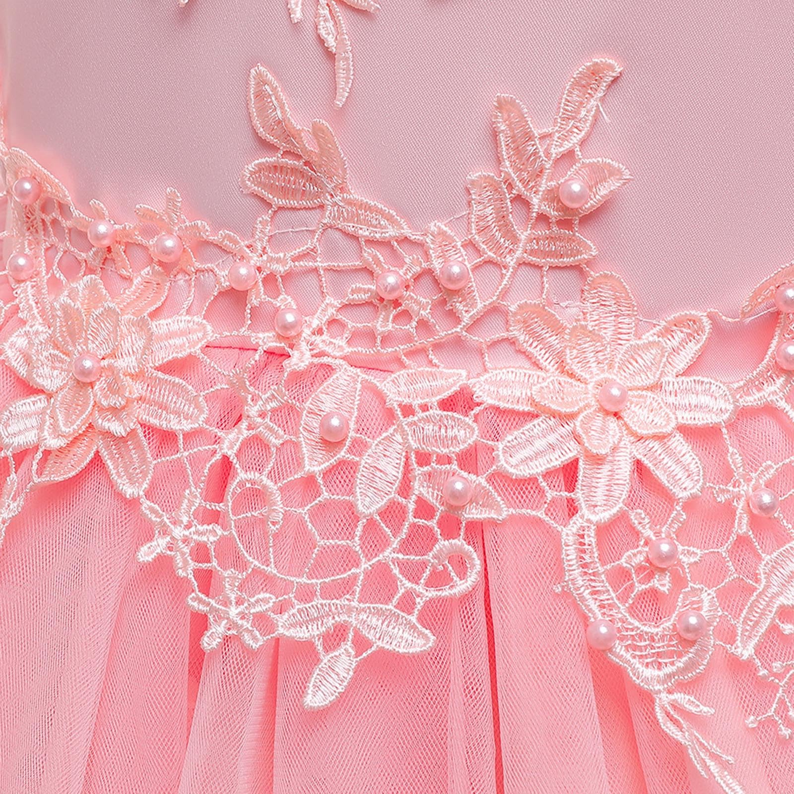 Vestido de Elegante para Niñas Vestido Fiesta Niña de Gasa Sin Manga Vestidos Ceremonia de Plisada con Encaje Color Sólido Exquisito Vestidos de Graduación Cumpleaños Partido 4-16 Años