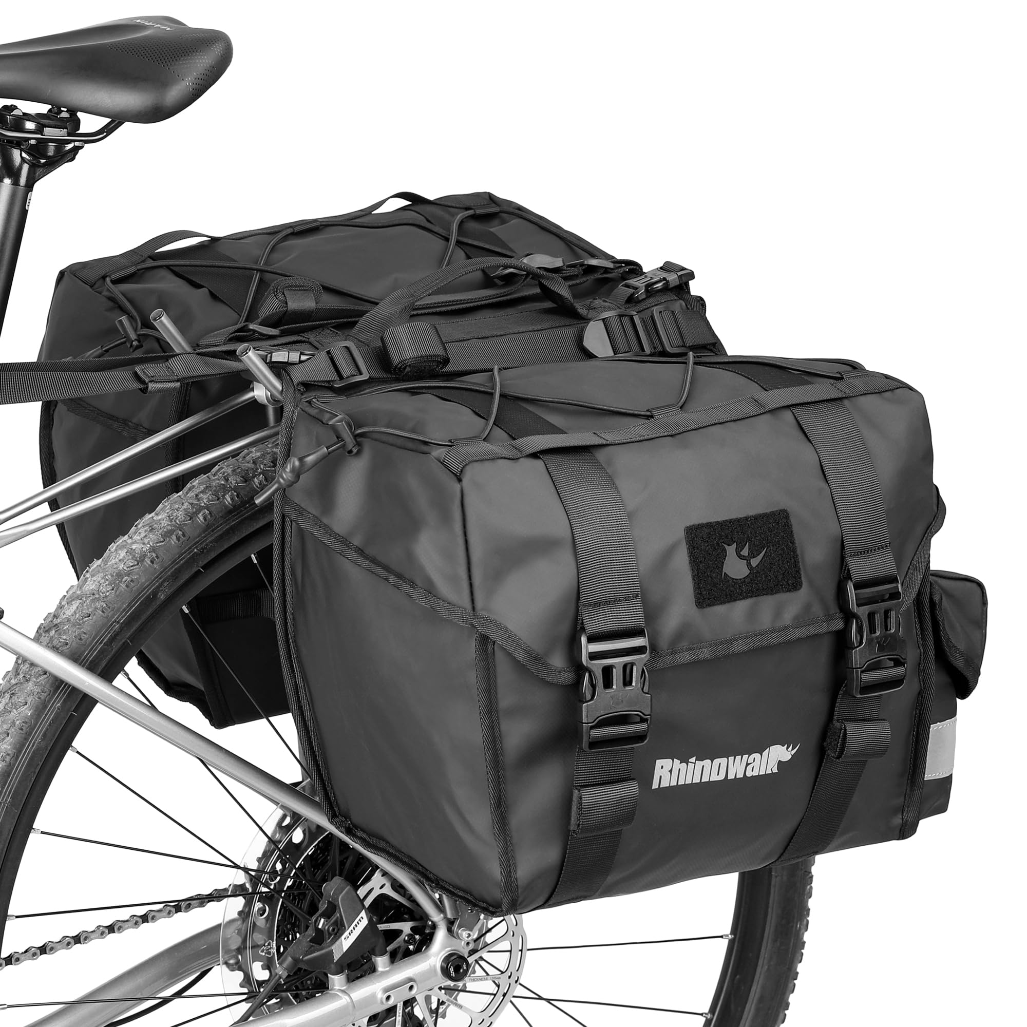 Rhinowalk Bike Pannier Bag 50L Double Pannier Bags Saddle Bags for Rear Rack Bicycles with Carrying Handle Professional Cycling Accessories-Black