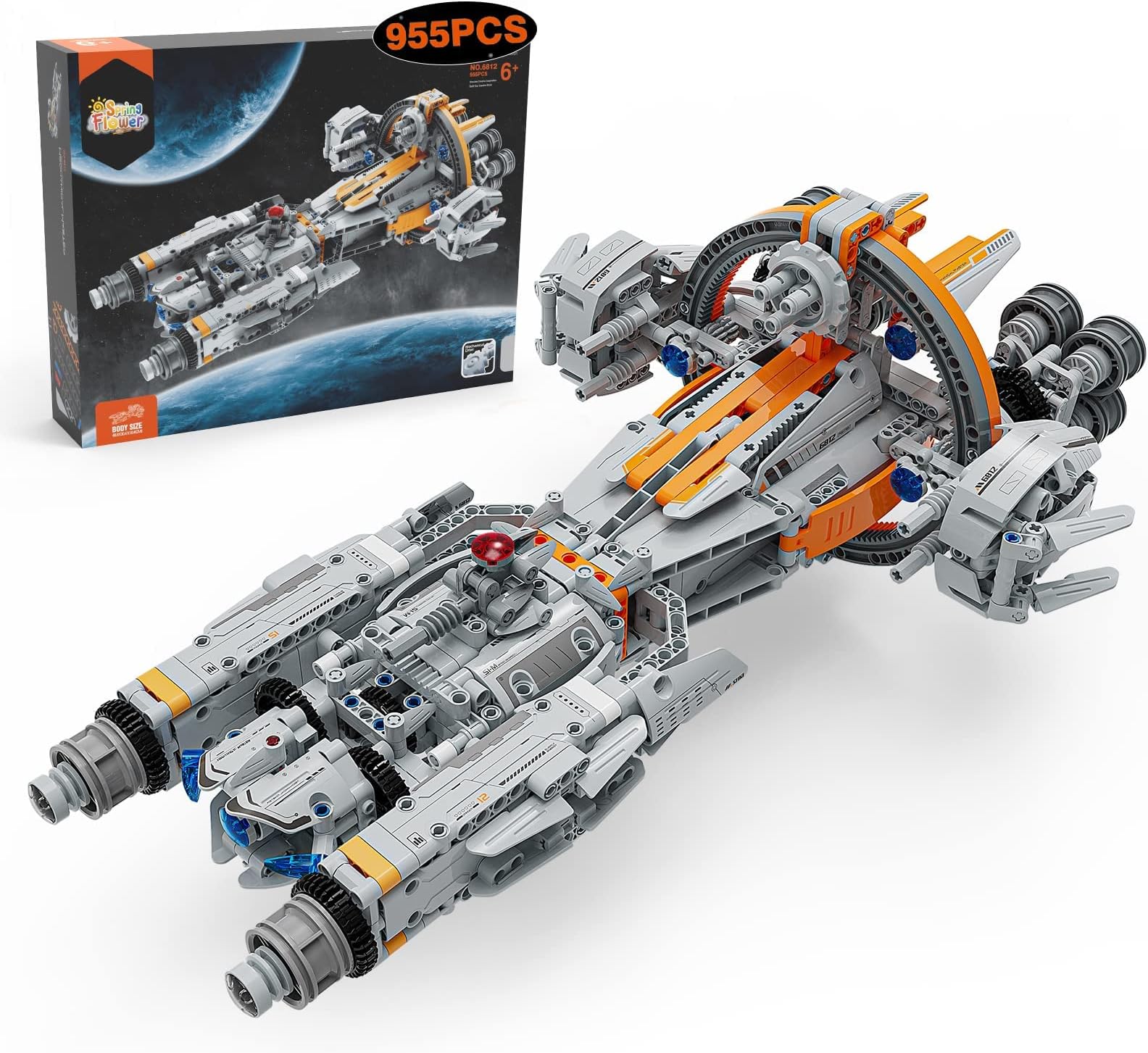 SpringFlower Building Blocks Toys for Boys and Girl 10+ Year Old, DIY Building Bricks,STEM Engineering Construction Space-Warship Building Set for Adults(955 Pcs)