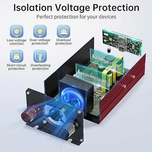 Miniatura 5 de Inversor de corriente de 400W DC 12V a 110V AC Convertidor de inversor de coche con puertos de carga USB duales de 4.8A y salidas de CA duales