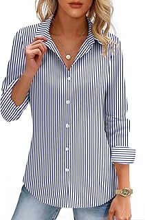 HOTOUCH Women's Button Down Shirts Long Sleeve Dress Shirt Slim Fitted Work Tops Collared Dressy Casual Business Blouses