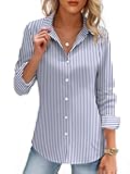 HOTOUCH Women's Button Down Shirts Long Sleeve Dress Shirt Slim Fitted Work Tops Collared Dressy Casual Business Blouses