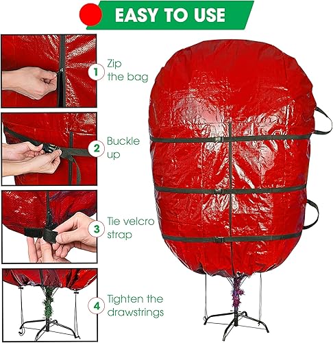 Miniatura 3 de ProPik Bolsa vertical de almacenamiento para árbol de Navidad, se adapta a árbol de Navidad de 6 pies, polietileno resistente, bolsa impermeable,