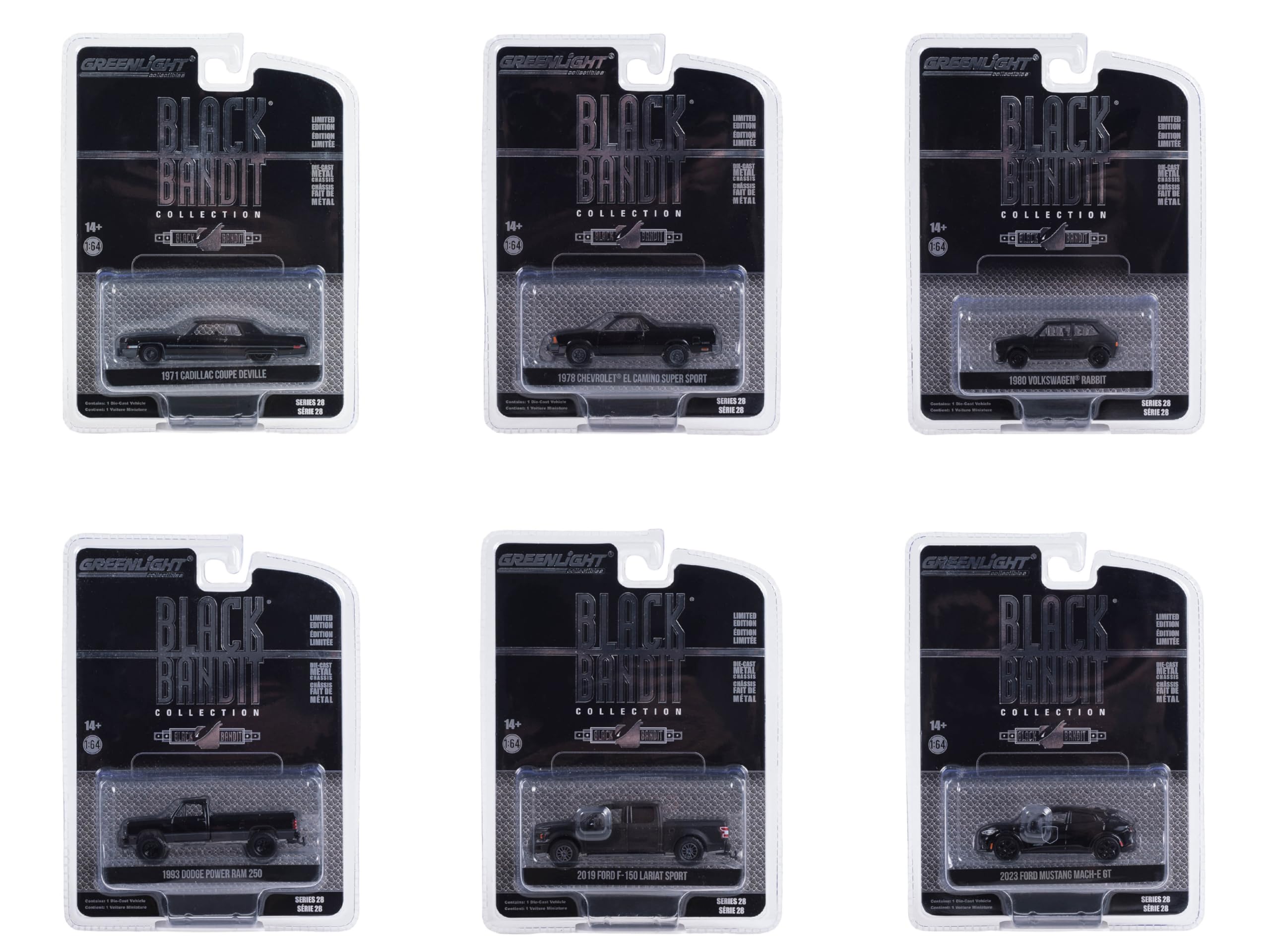 greenlightBlack Bandit 6 Piece Set Series 28 1/64 Diecast Model Cars 28130SET