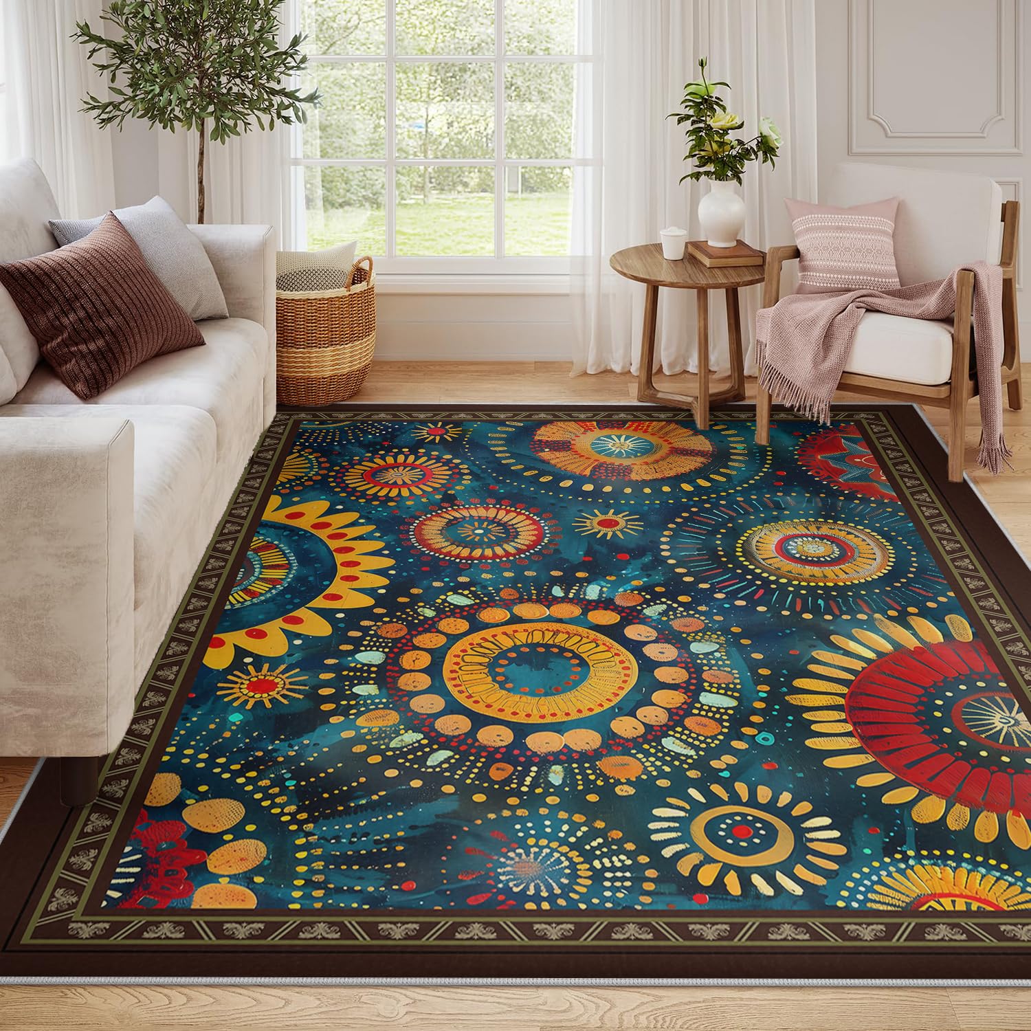 Tapis Salon bohème Doux Lavable 60x120