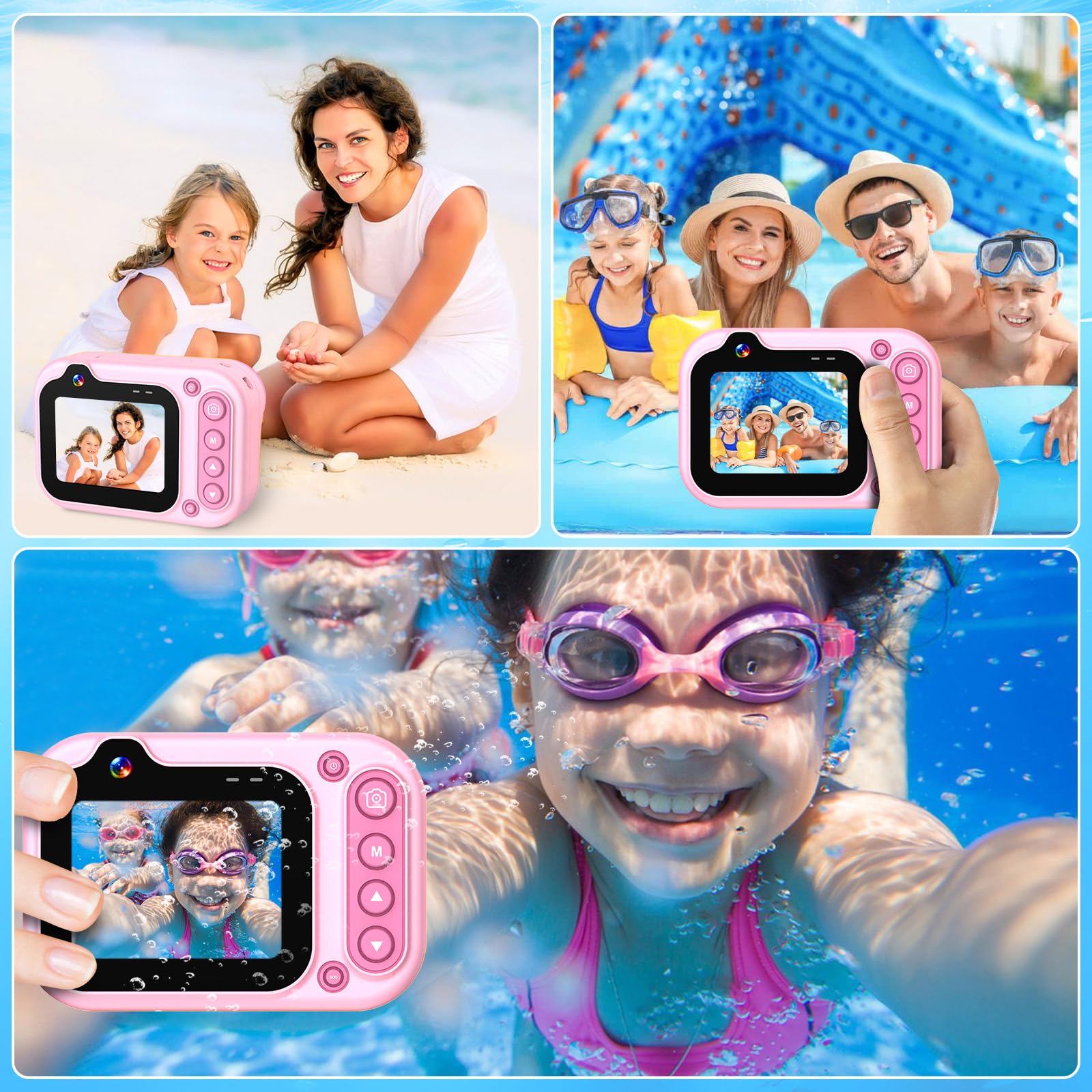 Appareil photo numérique étanche 3 m 1080p Full HD 26 MP Caméra sous-marine, zoom numérique 10x, caméra étanche pour plongée avec tuba, selfies sous-marins, natation, plage, parc aquatique