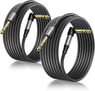 2-Pack 1/4 Inch TRS Instrument Cable 10FT, Premium TRS Cable-Noise Free and Long-Lasting Stereo 6.35 Balanced Interconnect Line for Electric Guitar, Bass, Keyboard, Speaker, Mixer, Amplifier