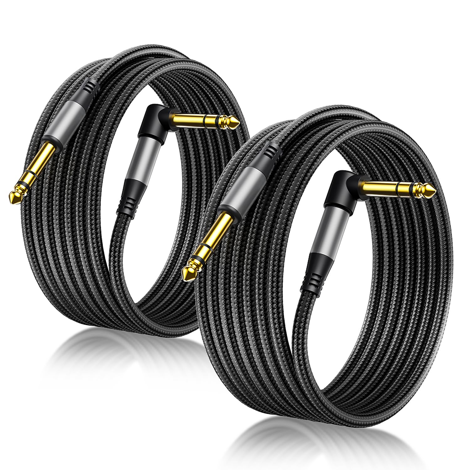 Aqdocvf TRS-Instrumentenkabel, 0,6 cm, 3,5 m, Premium-TRS-Kabel, geräuschfrei und langlebig, Stereo, 6,35 symmetrische Verbindungsleitung für E-Gitarre, Bass, Tastatur, Lautsprecher, Mischpult