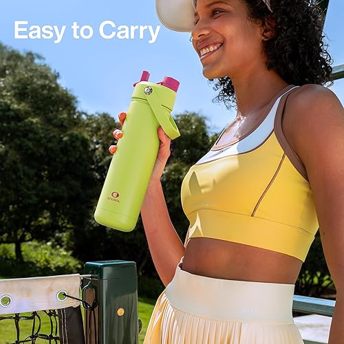 Miniatura 882 de ENCOOL Botella de agua aislada con popote, de acero inoxidable, a prueba de fugas, sin BPA, al vacío de doble pared que se mantiene fría durante 24