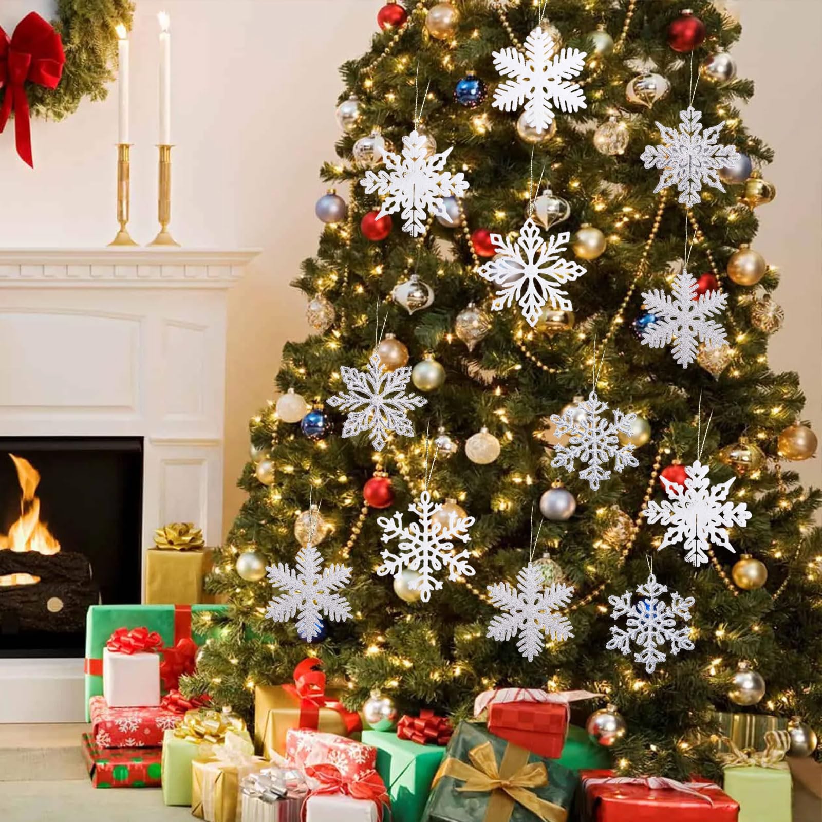 6 Fiocco di neve Decorazione da appendere - oro