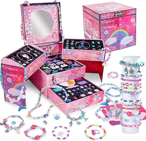 FUNSENLY Kit de 2000 piezas de abalorios para hacer pulseras para niñas, kit de fabricación de joyas para niñas de 4-6, 8-12, regalo del día de San