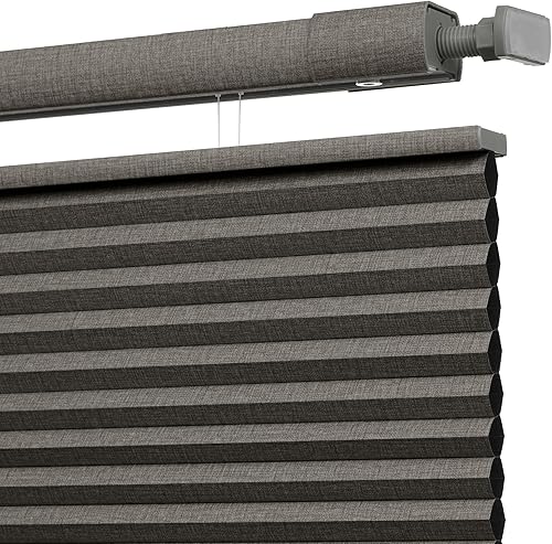 Miniatura 8 de Boolegon Persianas celulares sin herramientas, sin taladro, de arriba hacia abajo, con textura de lino, persianas opacas para ventanas interiores,