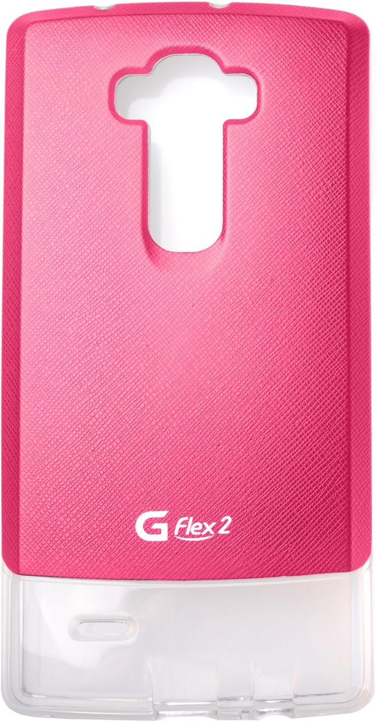 LG G Flex 2 Case,[Transparent Mix] Saffiano Leather Touch Color Jelly TPU [Perfect Fit] Curved Case [Anti Shock] For LG G flex 2 (Hot Pink Jelly)