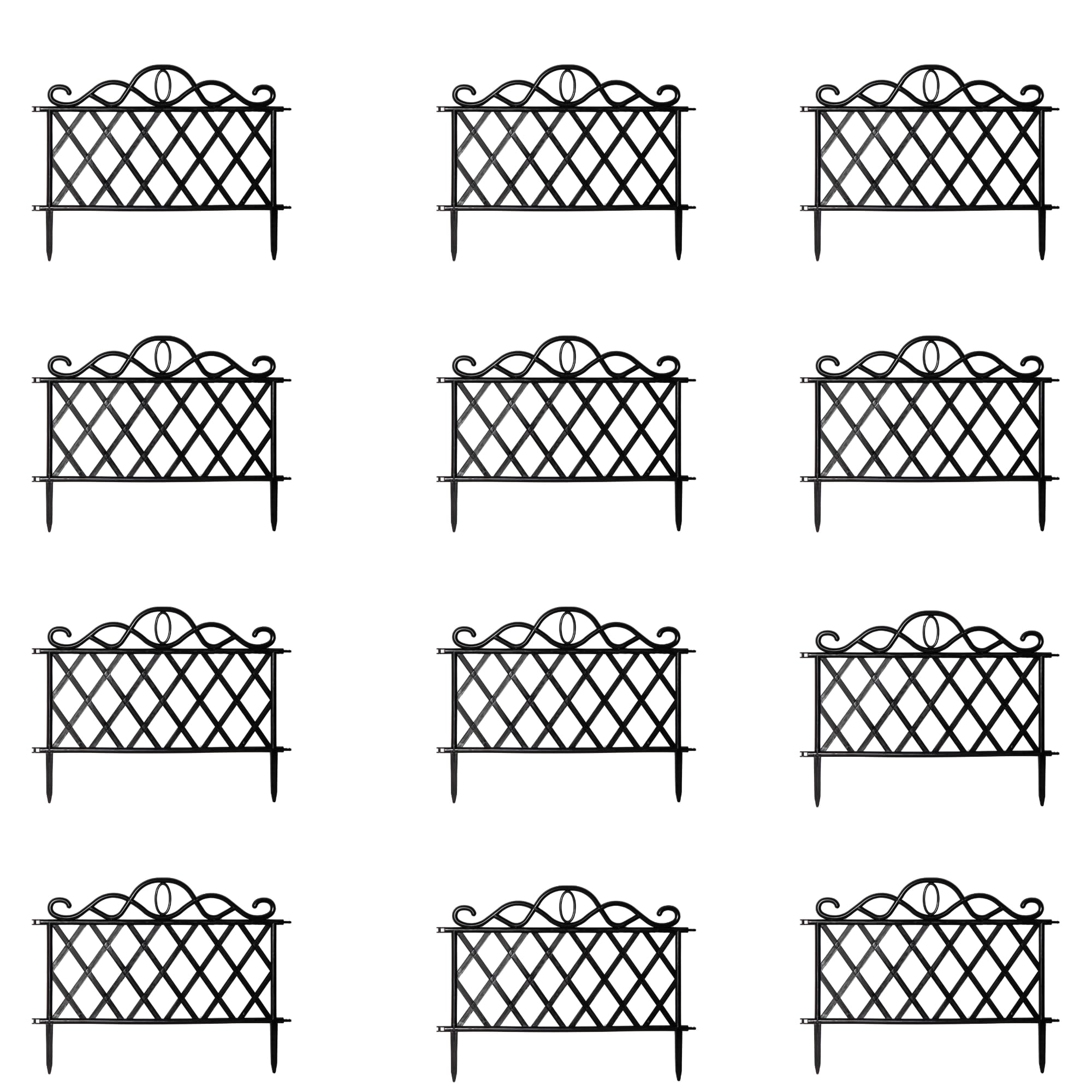 Multiple Pack of White and black Plastic Garden Border Lawn Fence Edging (12, BLACK)