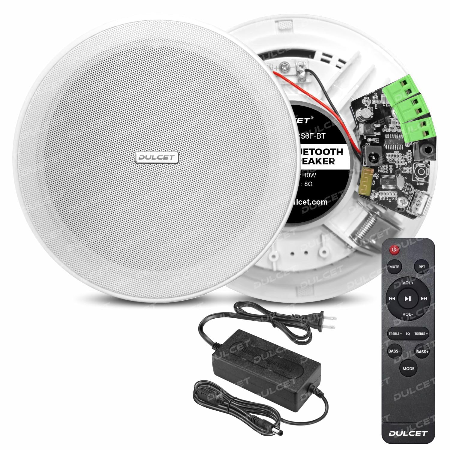 Dulcet DC-CS6F-BT White 6.5 inch 10W Full Range Frameless Active Bluetooth Ceiling Speaker with inbuilt Amplifier-Supports Upto 3 Passive Ceiling Speakers (Passive Speakers to be Purchased Separately)