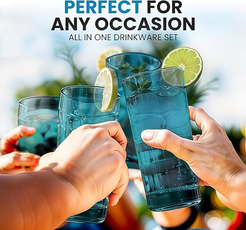 Miniatura 7 de Zulay Kitchen Vasos de acrílico - Juego de 6 vasos de plástico irrompibles - Vasos de plástico reutilizables libres de BPA para el hogar y al aire