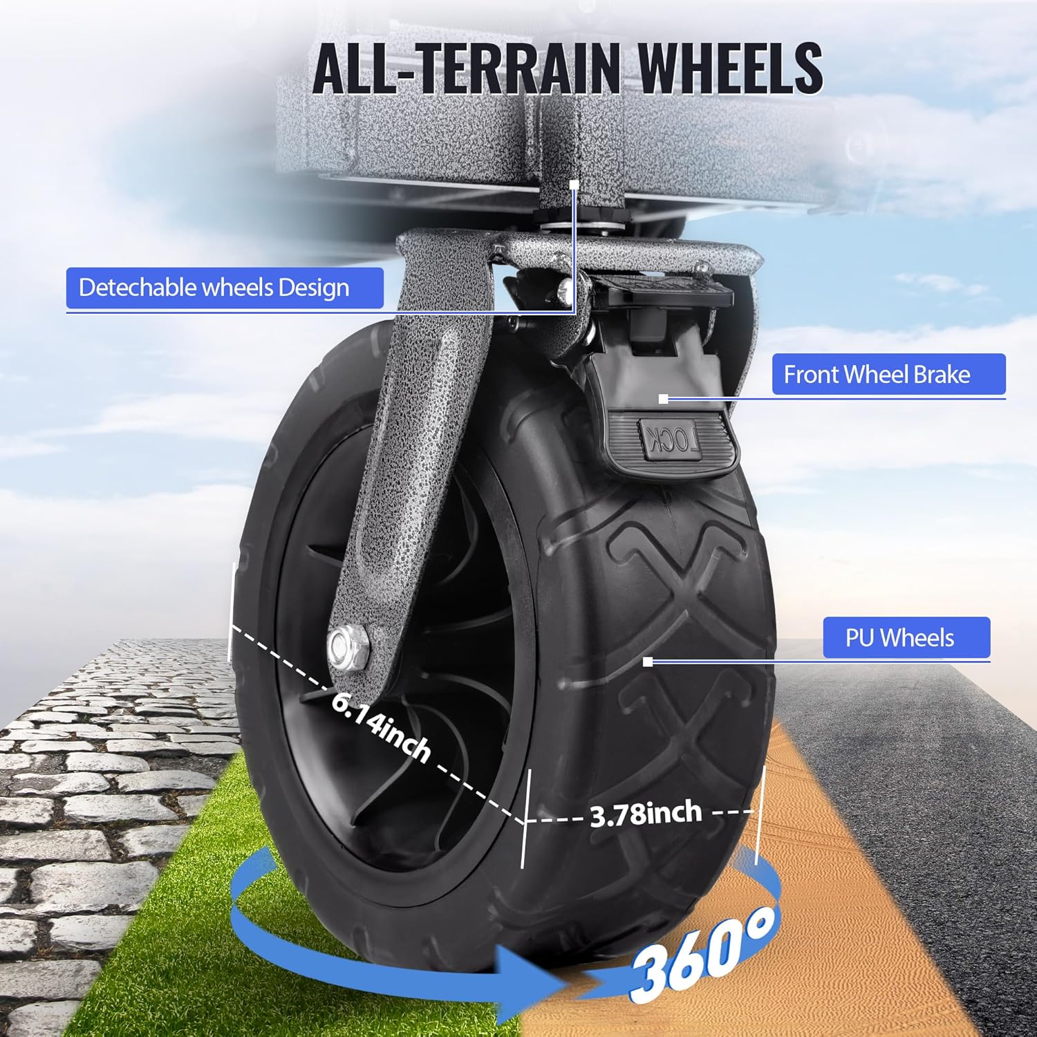 Rengue Collapsible Wagon Carts with Table Foldable,300Lbs Capacity 43 Extra Long Extender Tailgate Design,Heavy Duty Beach Wagon with Big Wheels for Outdoor Camping,Sports,Shopping,Beach