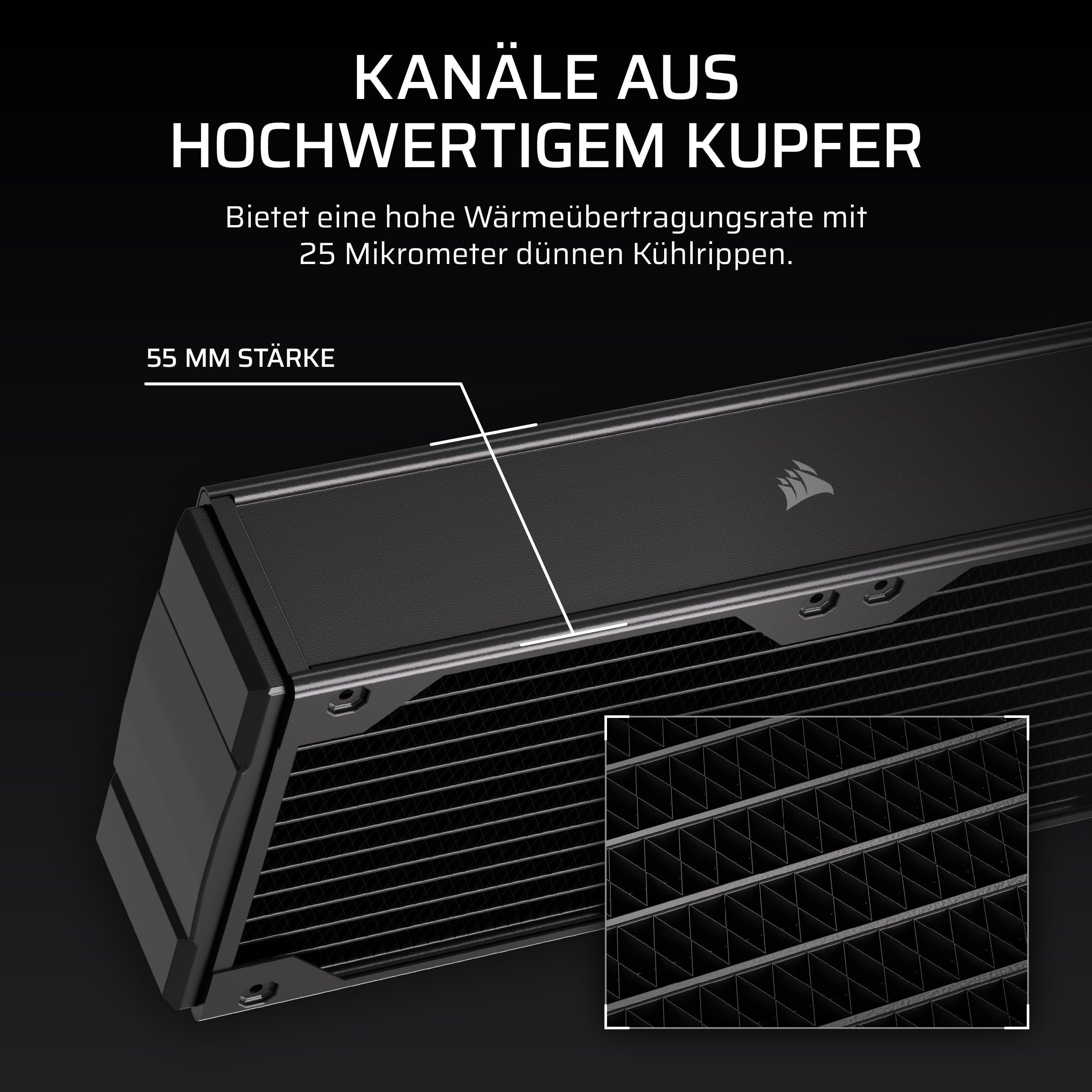 CORSAIR Hydro X Serie XR7 360mm V2 Radiator für Custom-Wasserkühlung – Kompatibel mit iCUE LINK-Lüftern – 3 x 120 mm Lüfterhalterungen – Schraubenschutzplatten – G1/4-Zoll-Gewinde – Schwarz