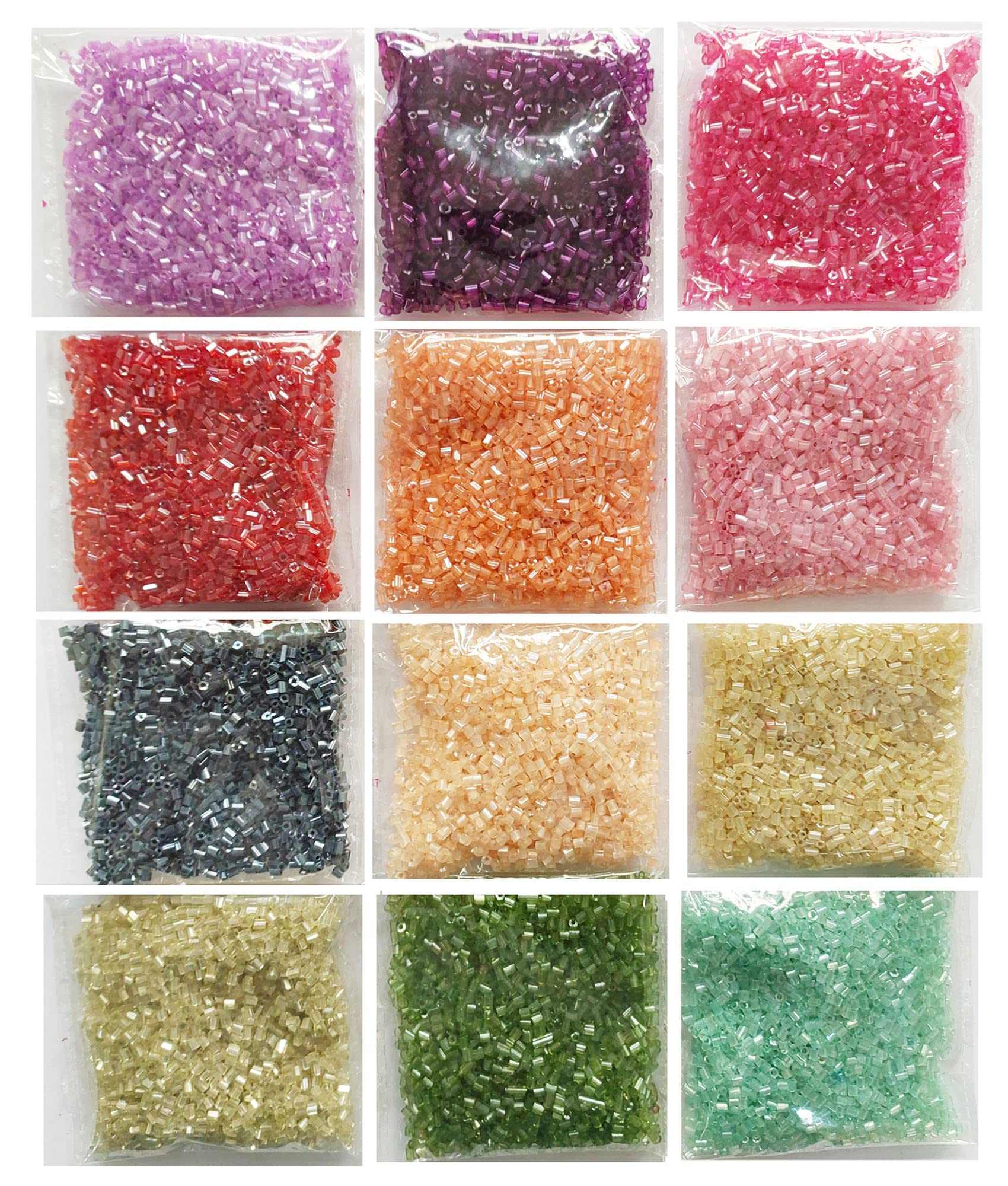 eshoppee300 gm 2 mm 12 Colors X 25 gm Multicolor Cut Pipe Glass Beads for Jewellery Making kit Art and Crafts Materials for Embroidery Necklace Bracelet Earring Making Materials DIY kit (3)